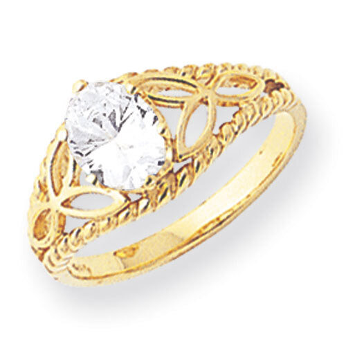 Cubic Zirconia Ring 14k Gold 8x6mm Oval X6102CZ Diamond