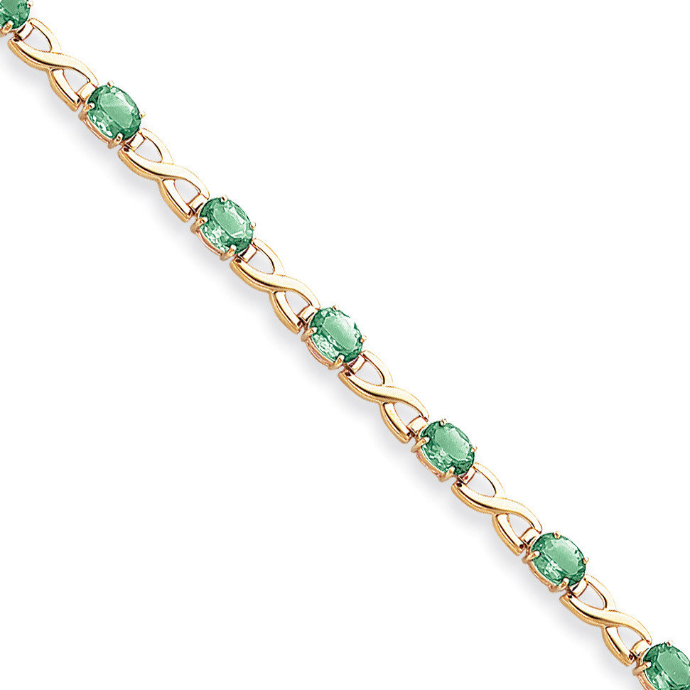 Emerald bracelet 14k Gold 7x5mm Oval X951E, MPN: X951E, 883957196220