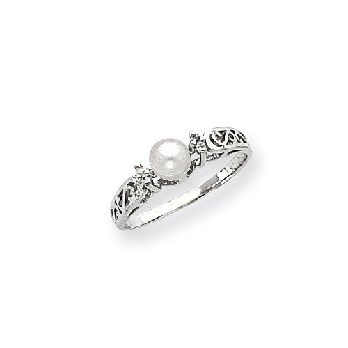 6mm Fresh Water Cultured Pearl Diamond Ring 14k white Gold X9626PL/A, MPN: X9626PL/A, 883957046501