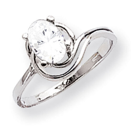 Cubic Zirconia Ring 14k white Gold 7x5mm Oval X9683CZ Diamond