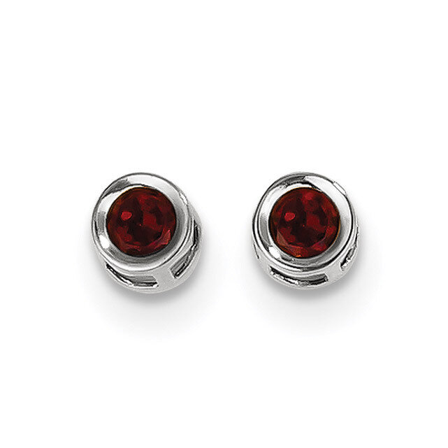 4mm Oval Bezel January/Garnet Post Earrings 14k white Gold XBE241, MPN: XBE241, 886774591995
