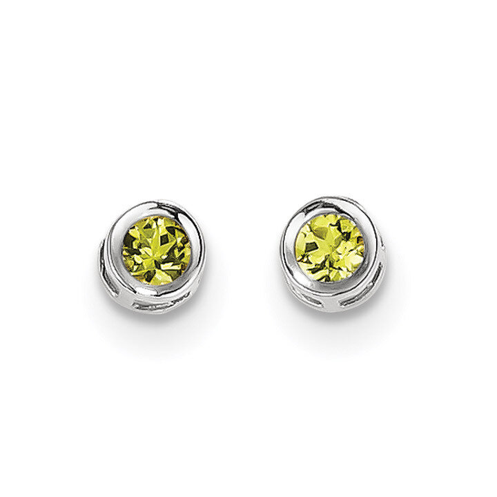 4mm Bezel August/Peridot Post Earrings 14k white Gold XBE248, MPN: XBE248, 883957045375