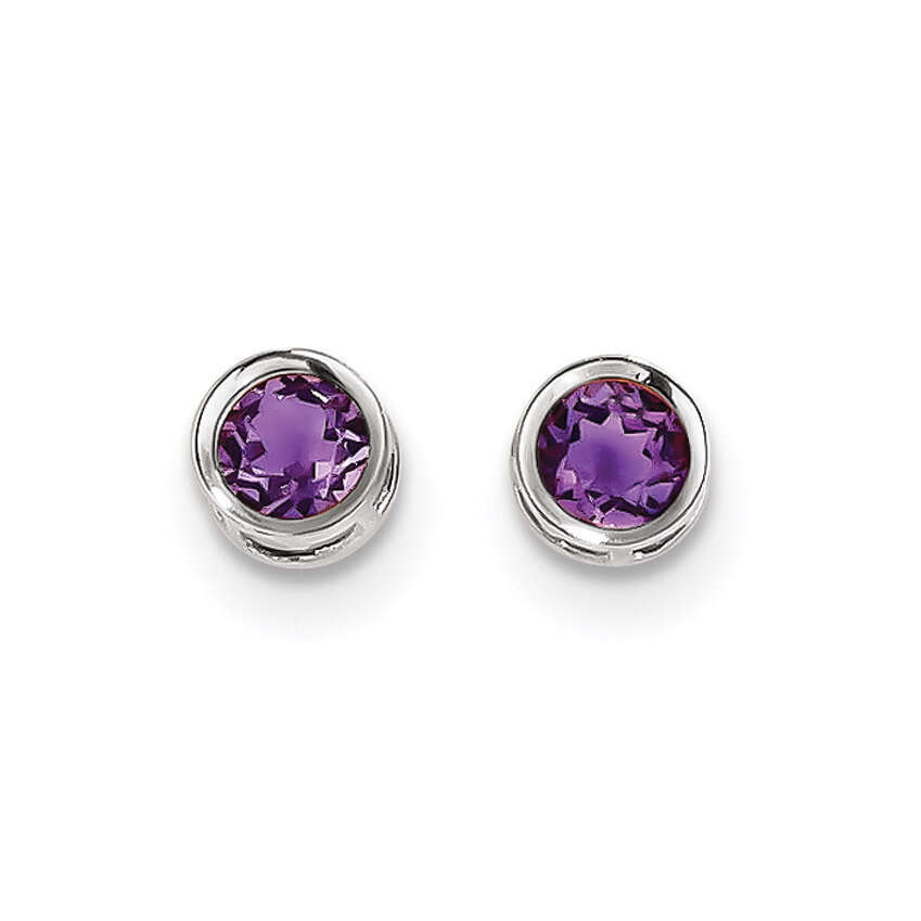 5mm Bezel Amethyst Stud Earrings 14k white Gold XBE254, MPN: XBE254, 191101433474