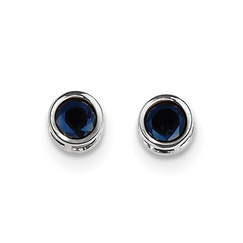5mm Bezel Sapphire Stud Earrings 14k white Gold XBE261, MPN: XBE261, 191101433542