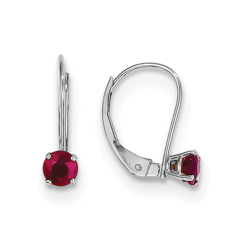 4mm Round July Ruby Leverback Earrings 14k white Gold XBE271, MPN: XBE271, 883957315669
