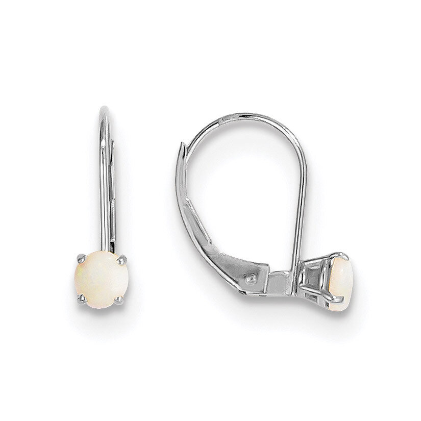 4mm Round October Opal Leverback Earrings 14k white Gold XBE274, MPN: XBE274, 191101312199