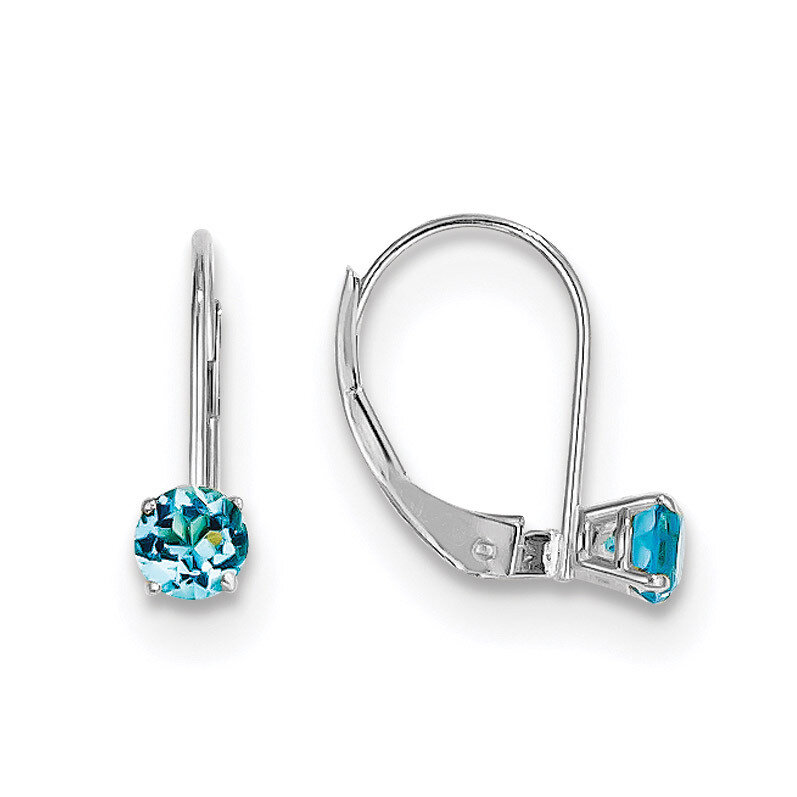 4mm Round December Blue Topaz Leverback Earrings 14k white Gold XBE276, MPN: XBE276, 886774585246