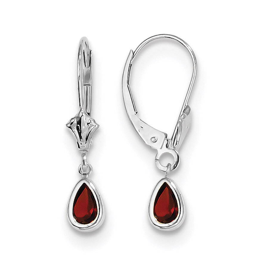 6x4mm Garnet January Earrings 14k white Gold XBE277, MPN: XBE277, 191101433580