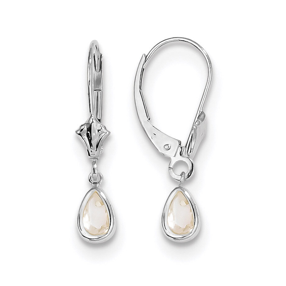 6x4mm White Topaz April Earrings 14k white Gold XBE280, MPN: XBE280, 191101433610