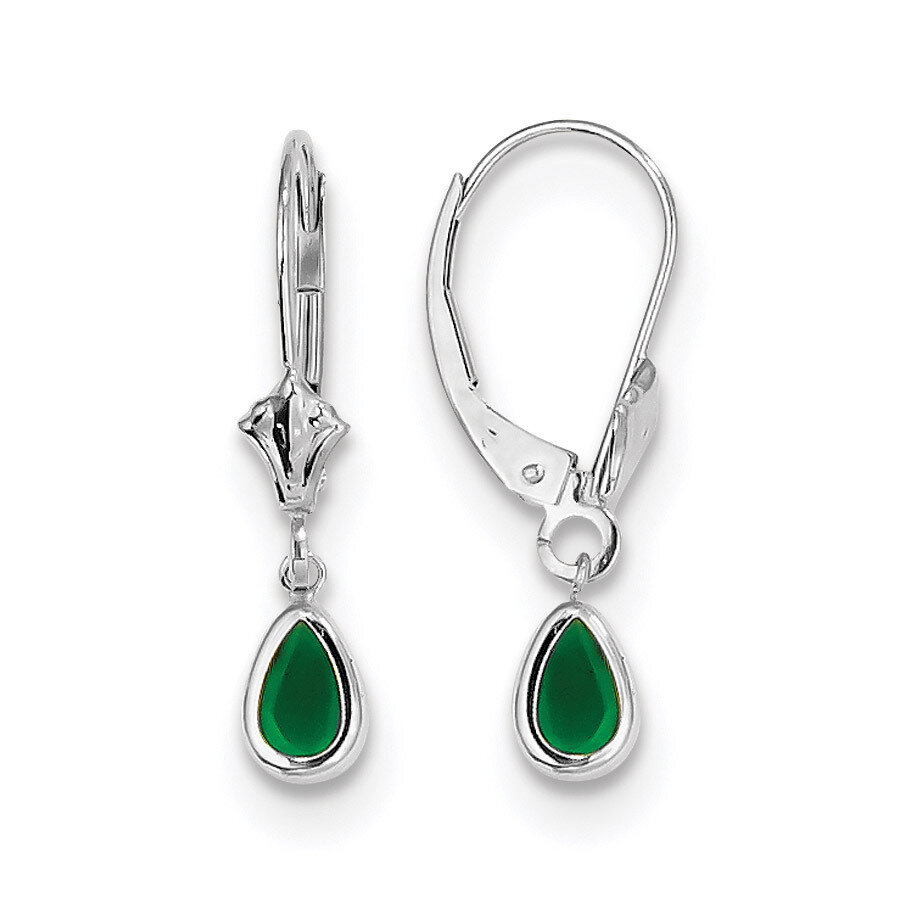 6x4mm Emerald May Earrings 14k white Gold XBE281