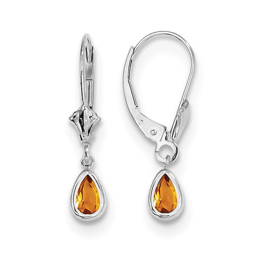 6x4mm Citrin November Earrings 14k white Gold XBE287, MPN: XBE287, 191101433689