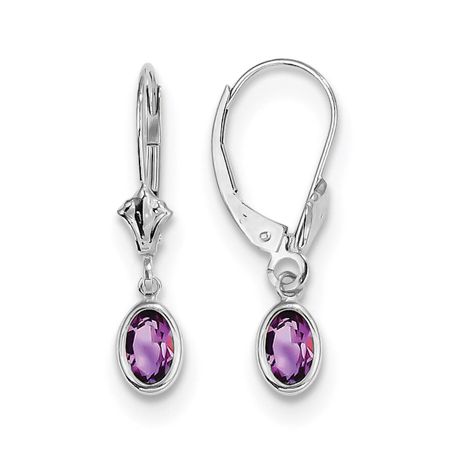 Amethyst February Earrings 14k white Gold 6x4mm Oval XBE290, MPN: XBE290, 191101433719