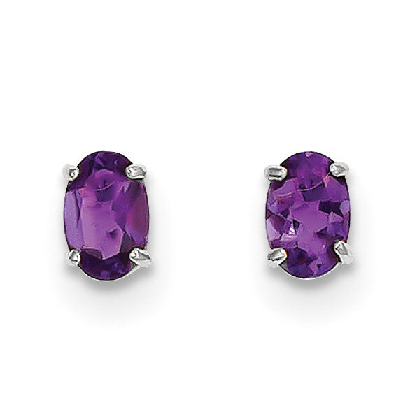 6x4 Oval February Amethyst Post Earrings 14k white Gold XBE302, MPN: XBE302, 191101433832