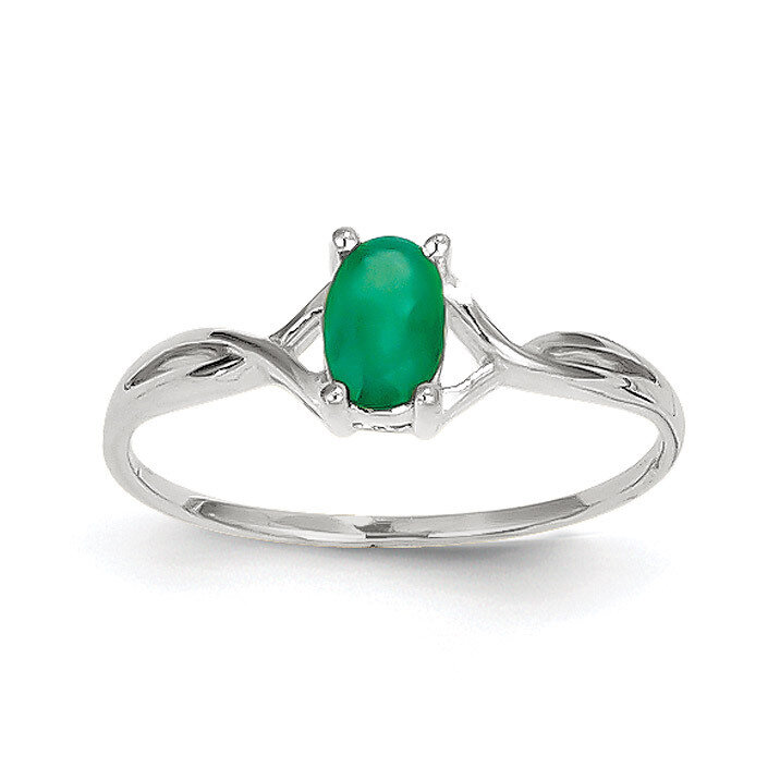 Emerald Birthstone Ring 14k white Gold XBR424