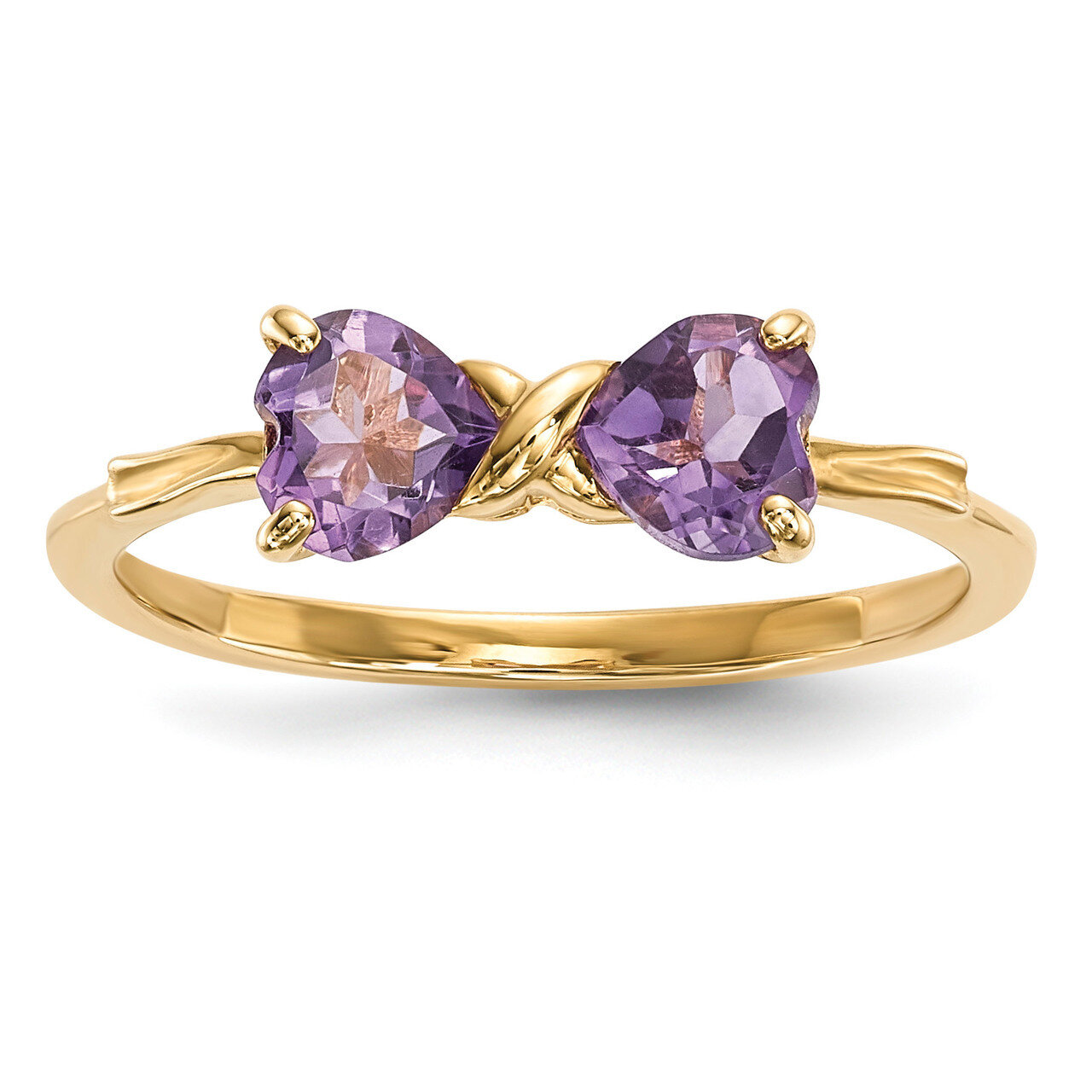 Amethyst Bow Ring 14k Gold Polished XBS513