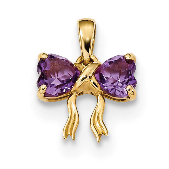 Amethyst Bow Pendant 14k Gold Polished XBS517, MPN: XBS517, 883957345178