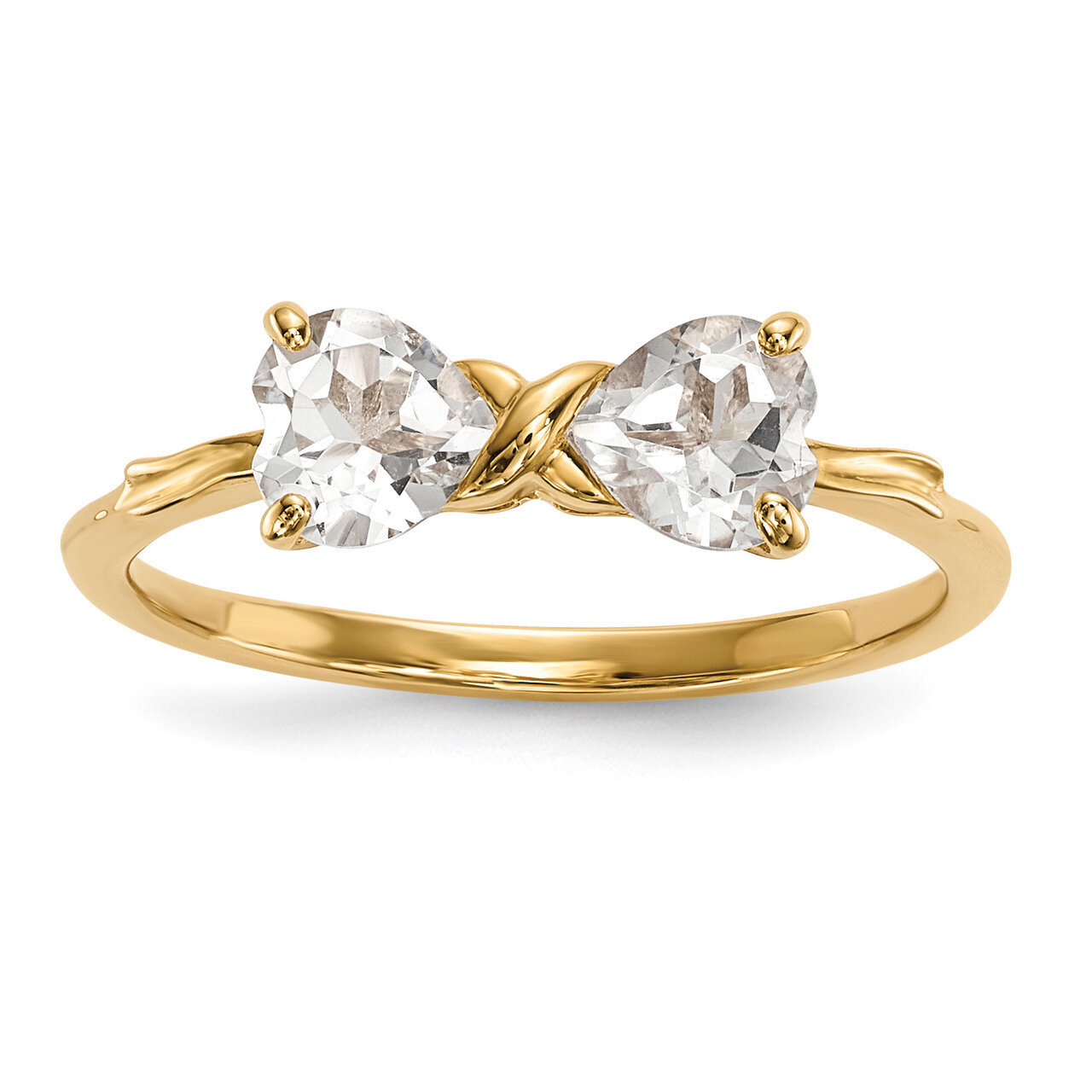 White Topaz Bow Ring 14k Gold Polished XBS519, MPN: XBS519, 883957748917