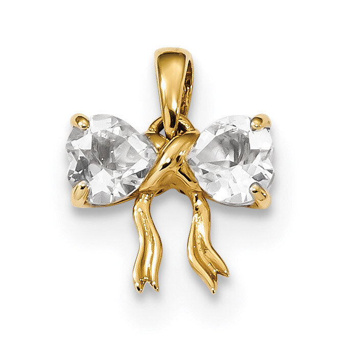 White Topaz Bow Pendant 14k Gold Polished XBS529, MPN: XBS529, 883957748924