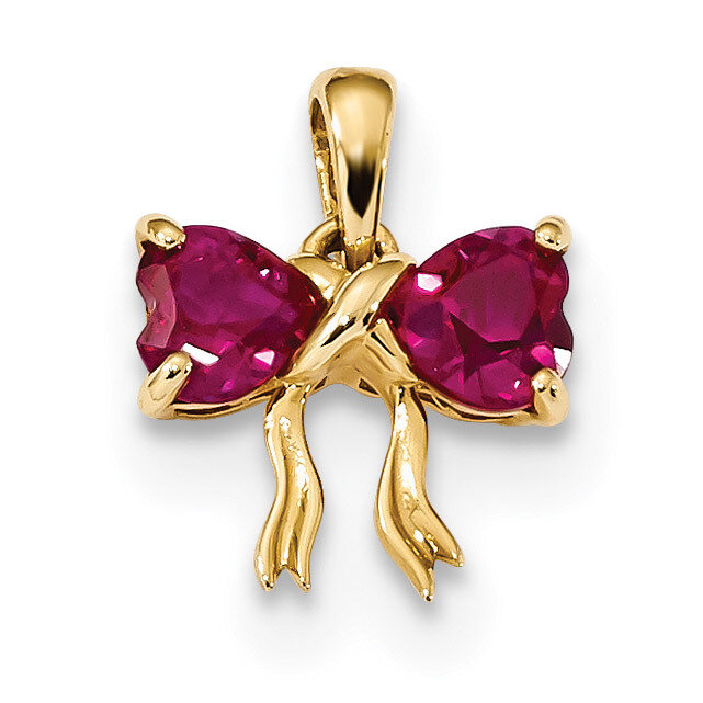 Created Ruby Bow Pendant 14k Gold Polished XBS532, MPN: XBS532, 883957173443