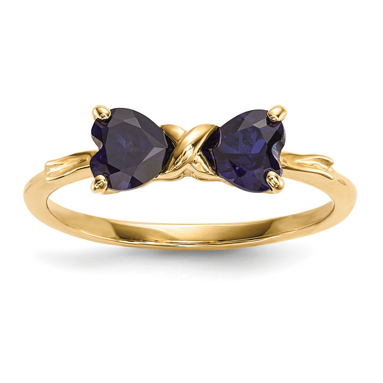 Created Sapphire Bow Ring 14k Gold Polished XBS534, MPN: XBS534, 883957623429