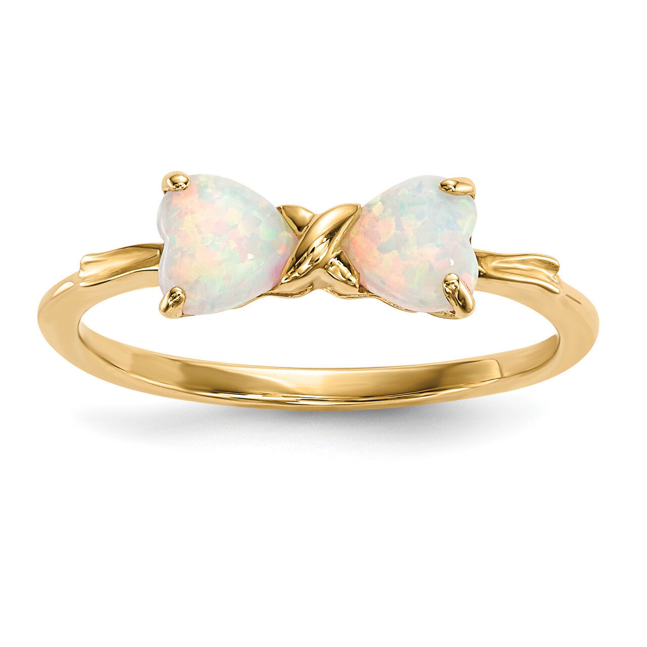 Created Opal Bow Ring 14k Gold Polished XBS535