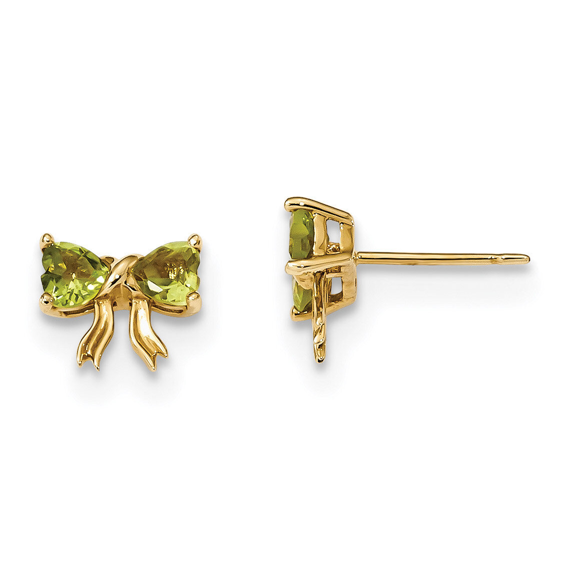 Peridot Bow Post Earrings 14k Gold Polished XBS538