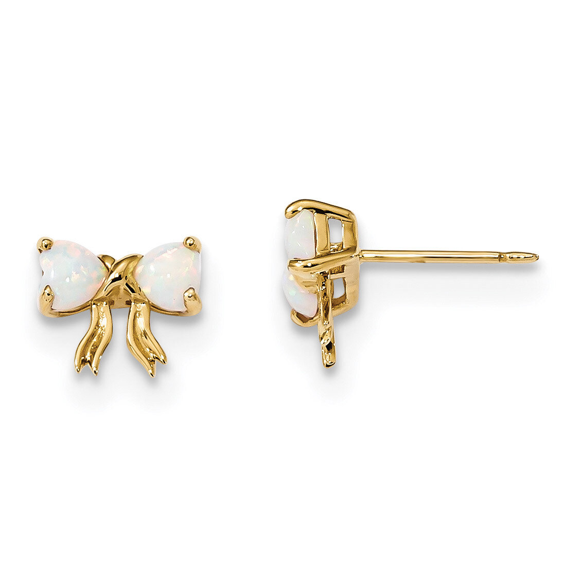 Created Opal Bow Post Earrings 14k Gold Polished XBS540, MPN: XBS540, 191101168451