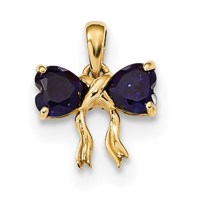 Created Sapphire Bow Pendant 14k Gold Polished XBS544, MPN: XBS544, 883957816418