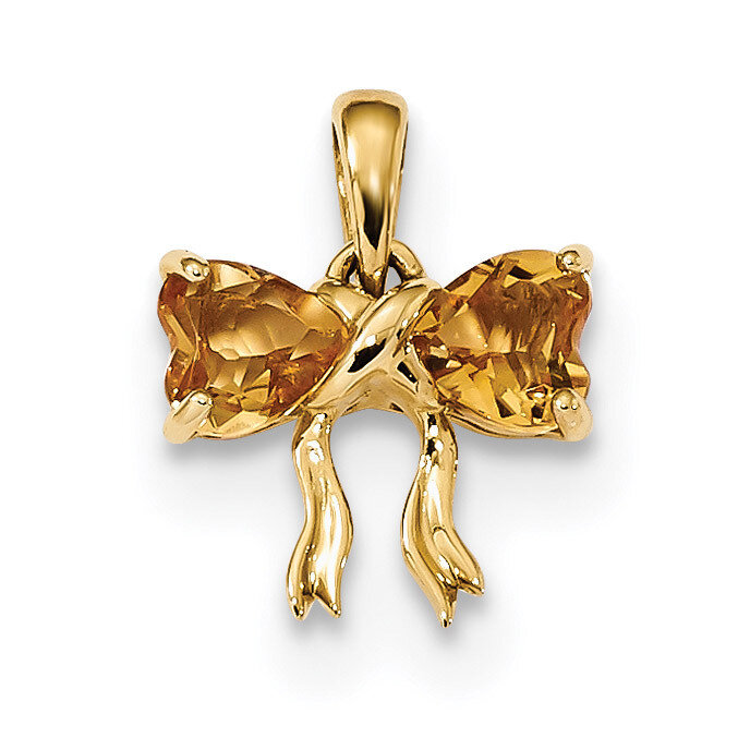 Citrine Bow Pendant 14k Gold Polished XBS546, MPN: XBS546, 883957623450