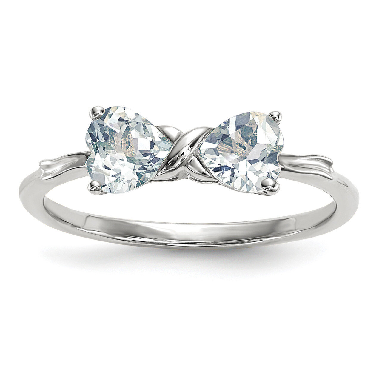 Aquamarine Bow Ring 14k white Gold Polished XBS554, MPN: XBS554, 191101319440