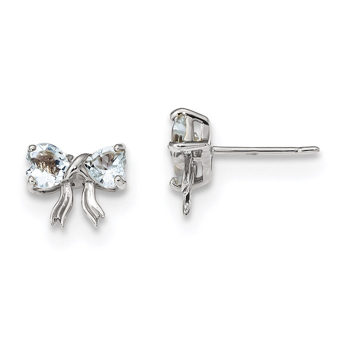 Aquamarine Bow Post Earrings 14k white Gold Polished XBS559, MPN: XBS559, 191101168505