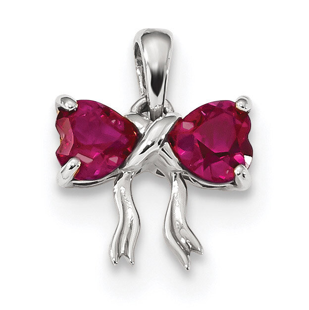 Created Ruby Bow Pendant 14k white Gold Polished XBS568, MPN: XBS568, 883957173863