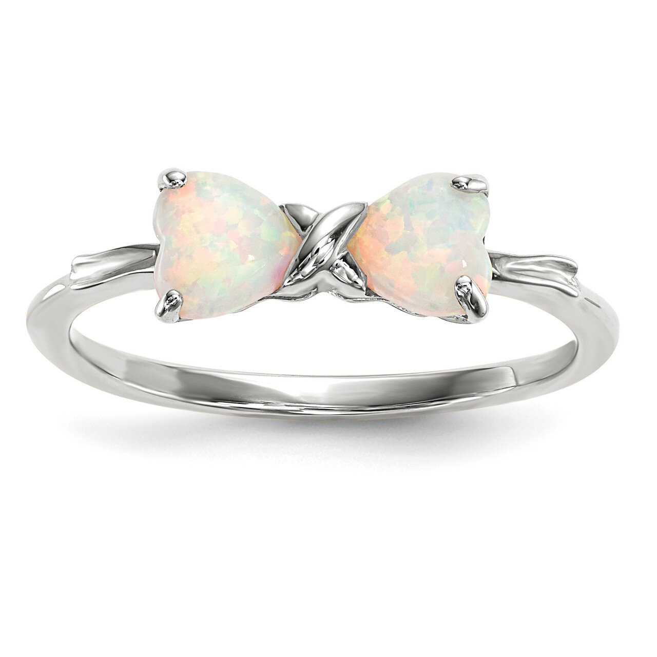 Created Opal Bow Ring 14k white Gold Polished XBS571, MPN: XBS571, 191101312779