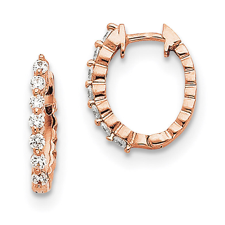 Diamond Hinged Hoop Earrings 14k Rose Gold XE2912AA, MPN: XE2912AA,