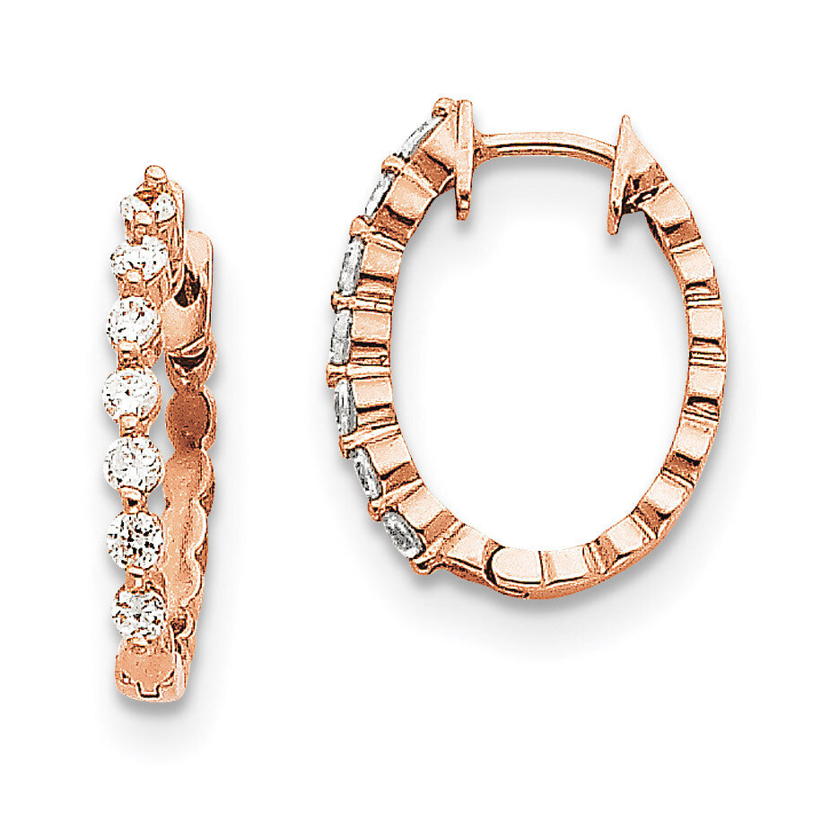 Diamond Hinged Hoop Earrings 14k Rose Gold XE2913AAA, MPN: XE2913AAA,