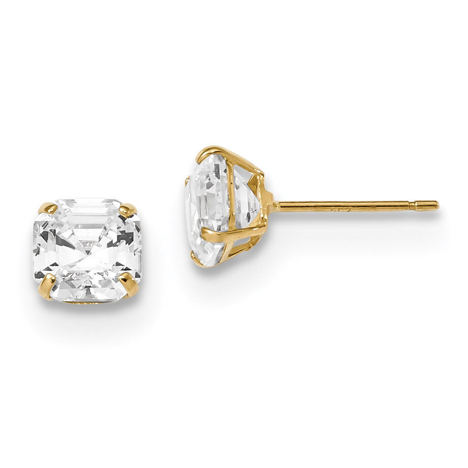 6x6 Asscher Cut CZ Diamond Studs Post Earrings 14k Gold Polished XE3166CZ Diamond, MPN: XE3166CZ, 7…