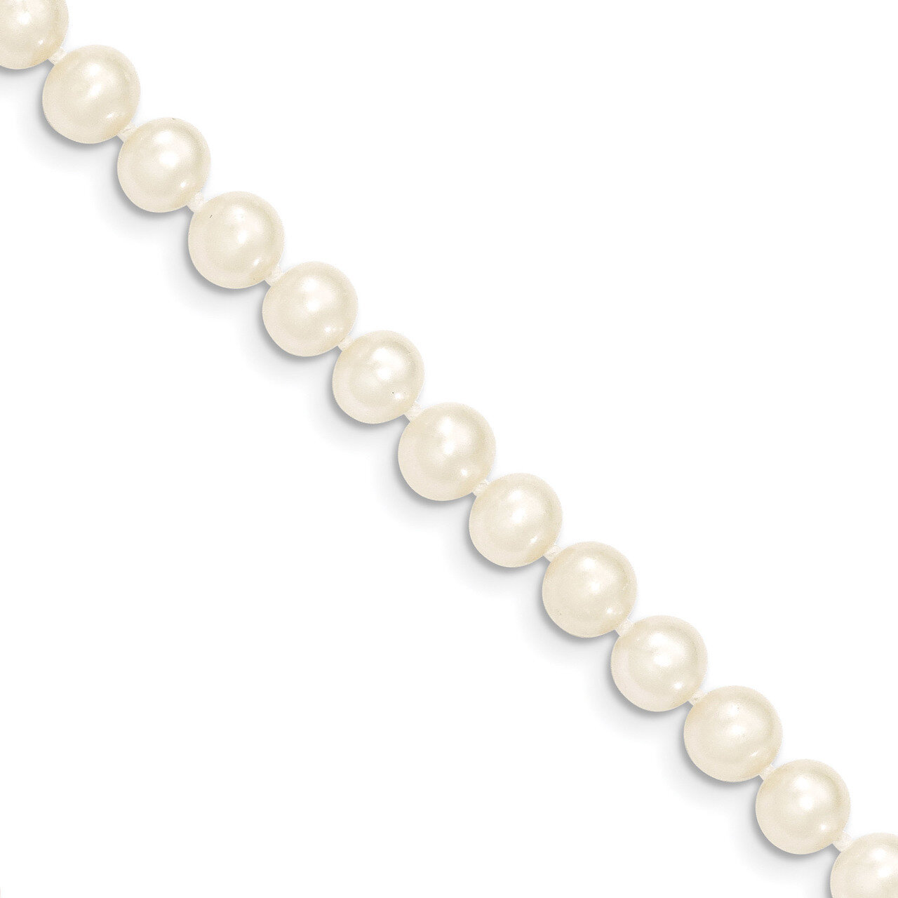16 Inch 6-7mm Egg White Fresh Water Cultured Pearl Necklace 14k Gold XF453-16