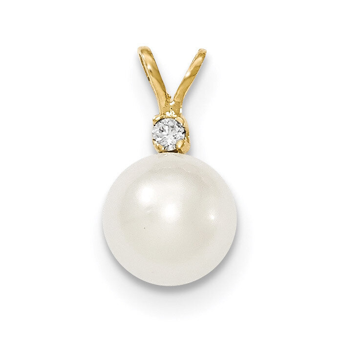 9-10mm Round White South Sea Cultured Pearl Diamond Pendant 14k Gold XF467, MPN: XF467, 883957239804