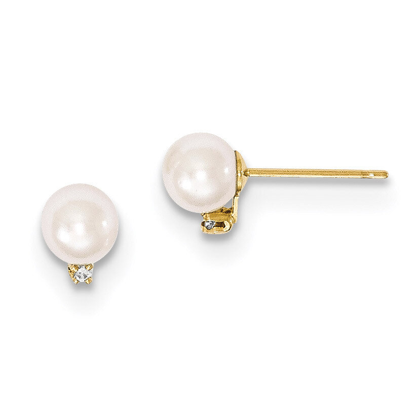 6-7mm White Saltwater Akoya Cultured Pearl Diamond Post Earrings 14k Gold XF474E, MPN: XF474E, 1911…