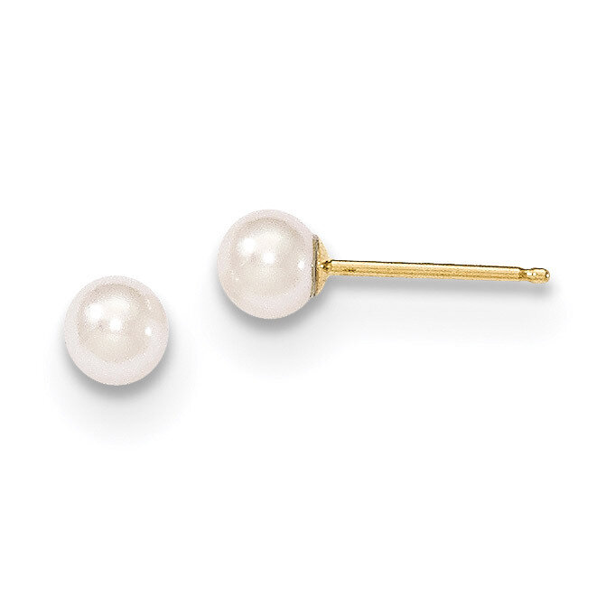 4-5mm Round White Saltwater Akoya Cultured Pearl Post Earrings 14k Gold XF491E, MPN: XF491E, 886774…