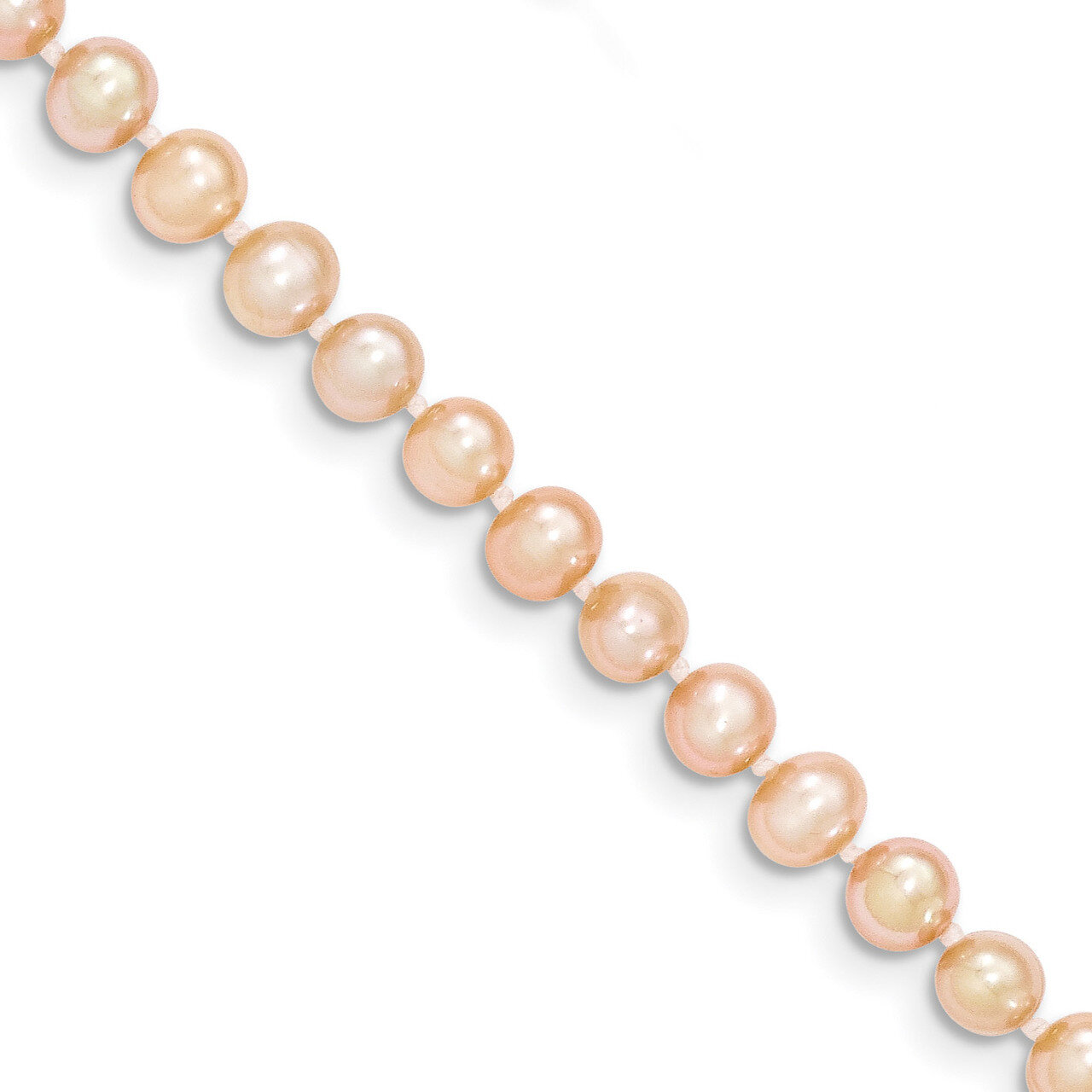 16 Inch 4-5mm Egg Pink Fresh Water Cultured Pearl Necklace 14k Gold XF506-16