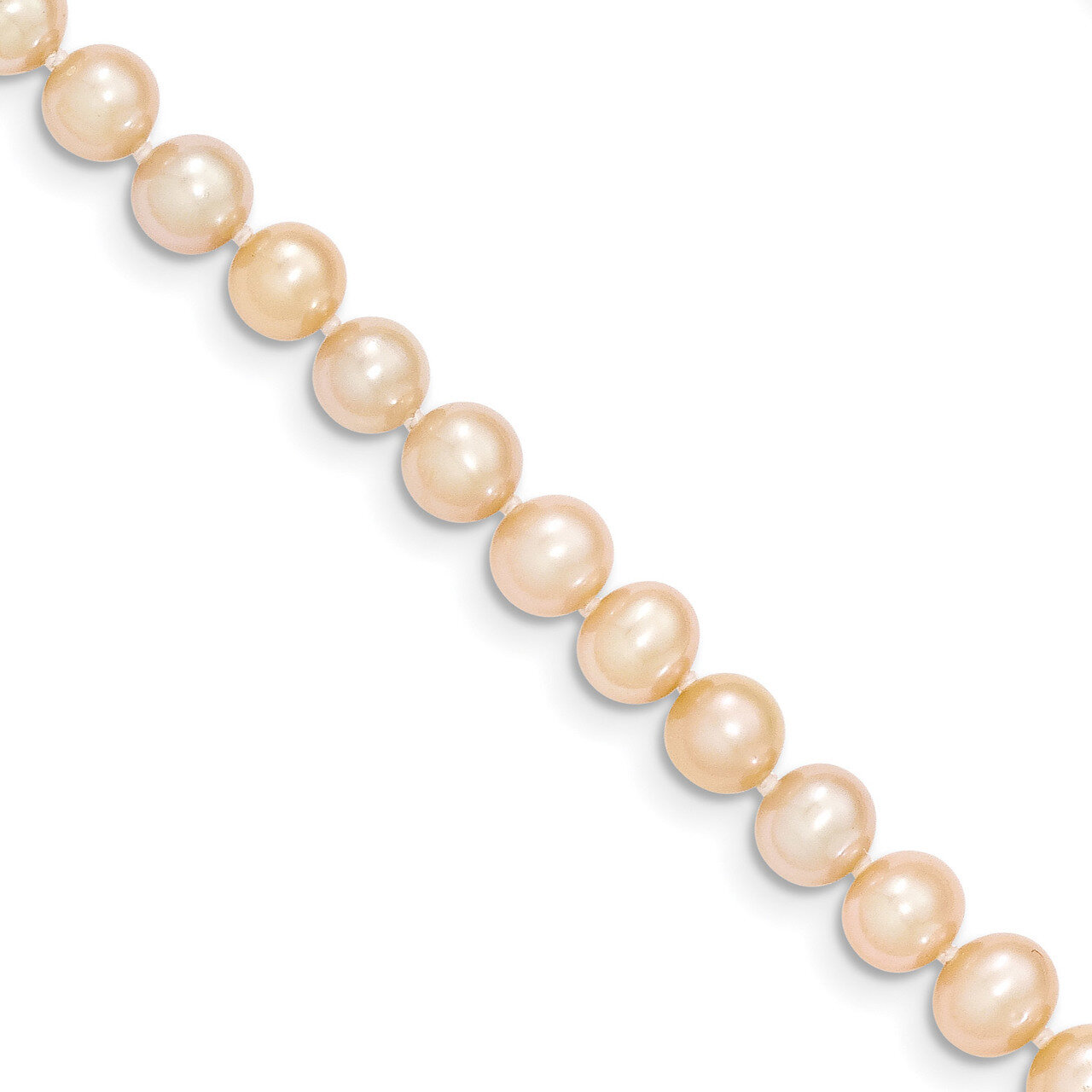 16 Inch 5-6mm Egg Pink Fresh Water Cultured Pearl Necklace 14k Gold XF507-16