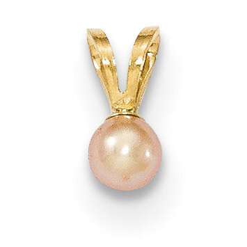 3-4mm Round Pink Fresh Water Cultured Pearl Pendant 14k Gold XF517