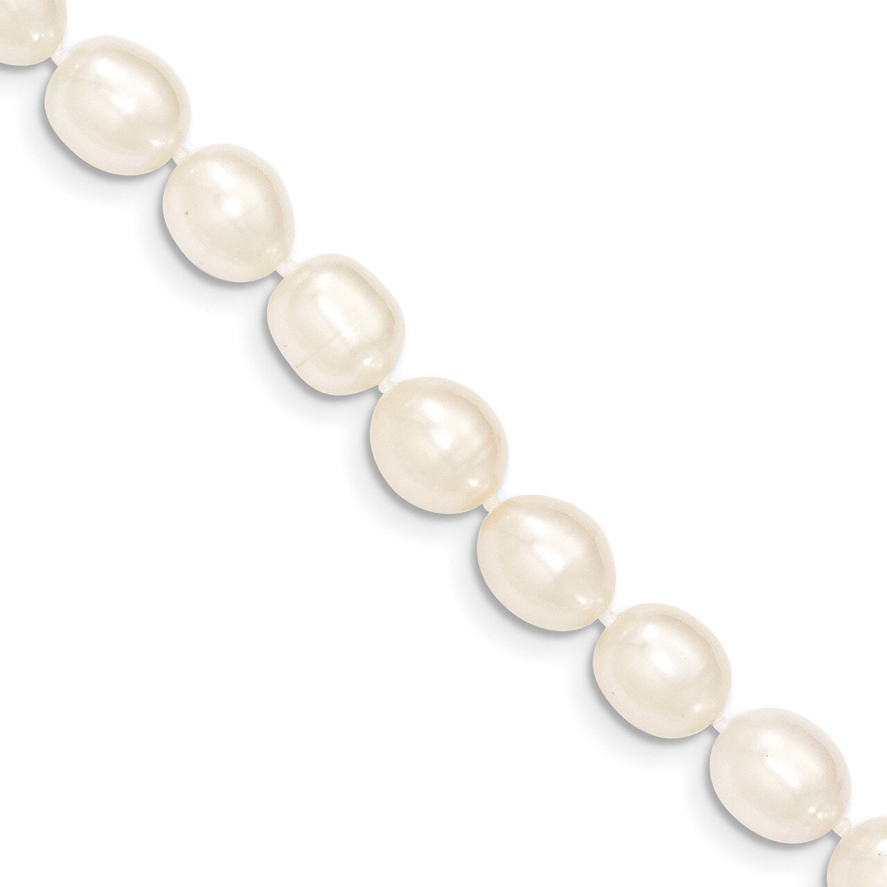 7.5 Inch 7-7.5mm White Rice Fresh Water Cultured Pearl Bracelet 14k Gold XF525-7.5