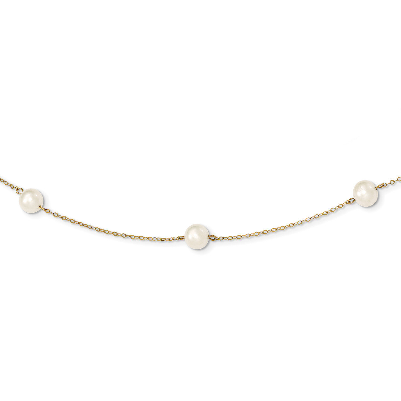 18 Inch 5-6mm White Fresh Water Cultured Pearl 7-Station Necklace 14k Gold XF555-18