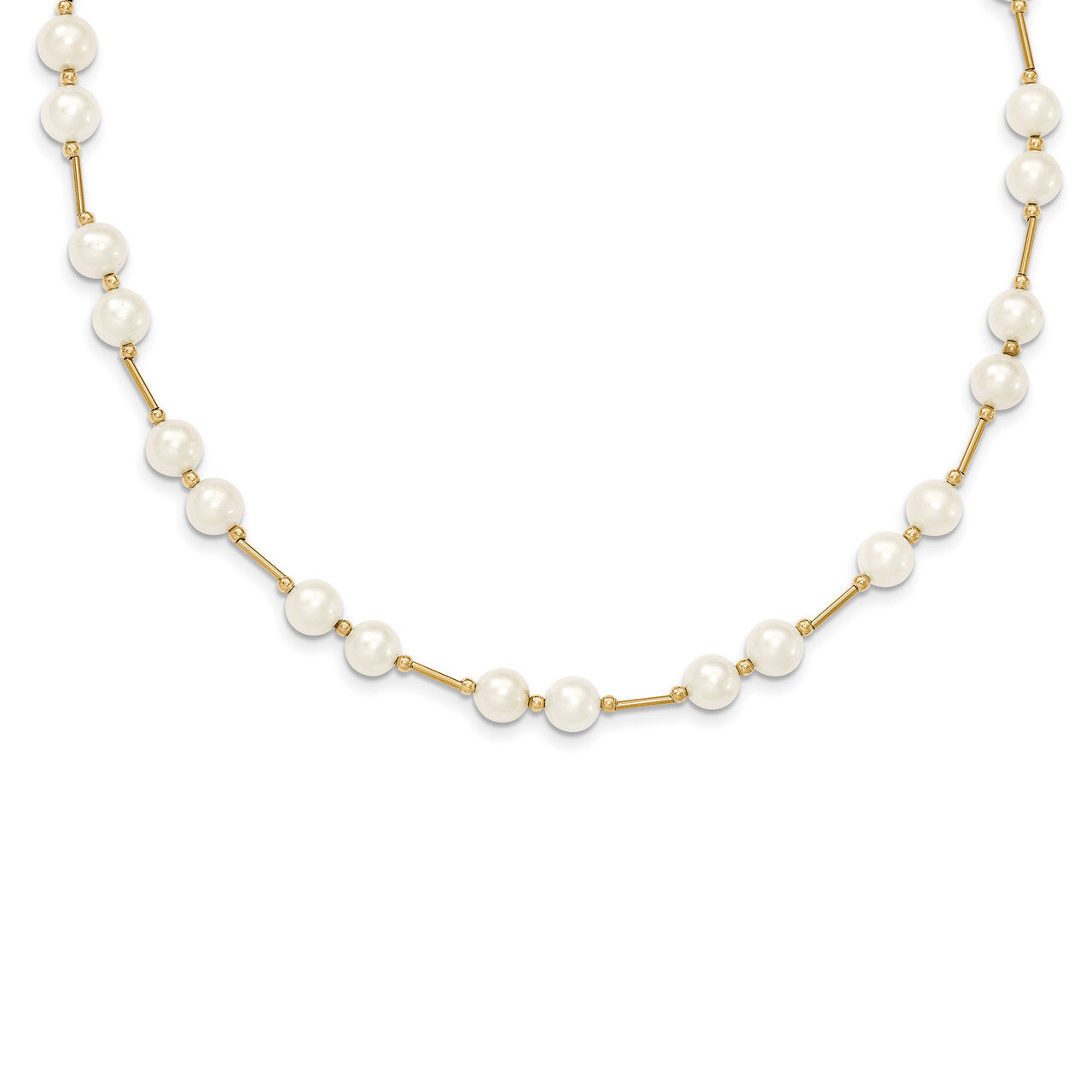 18 Inch Bead and 6-7mm White Fresh Water Cultured Pearl Necklace 14k Gold XF557-18, MPN: XF557-18, …