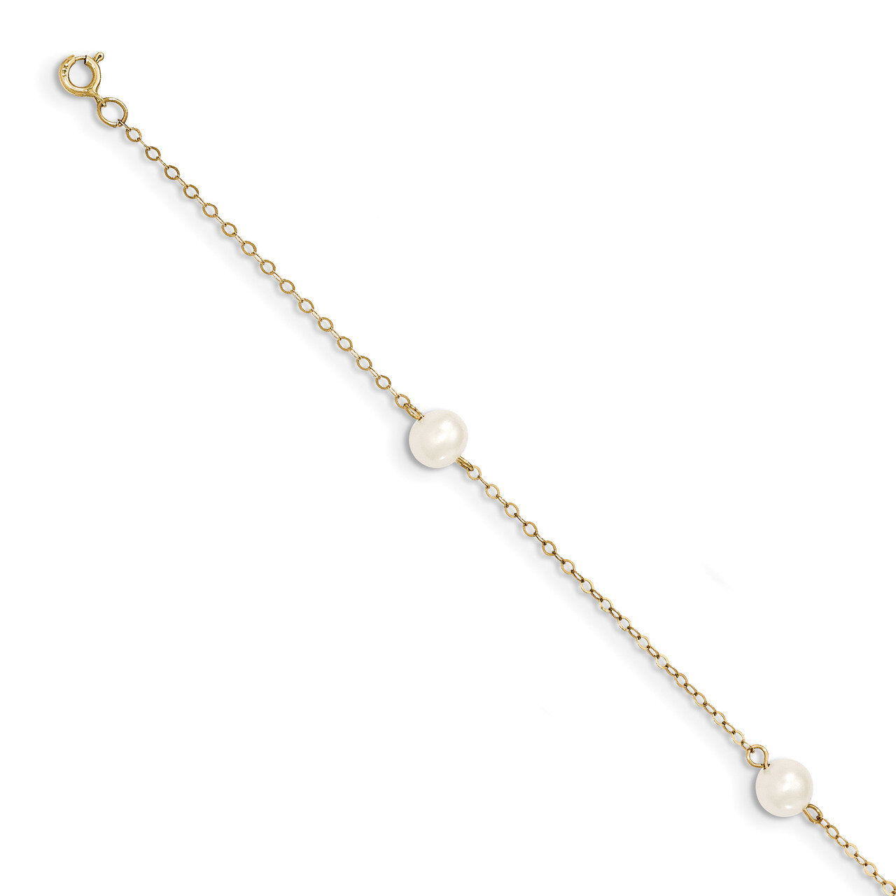 7.25 Inch 5-6mm White Fresh Water Cultured Pearl 3-Station Bracelet 14k Gold XF560-7.25, MPN: XF560…