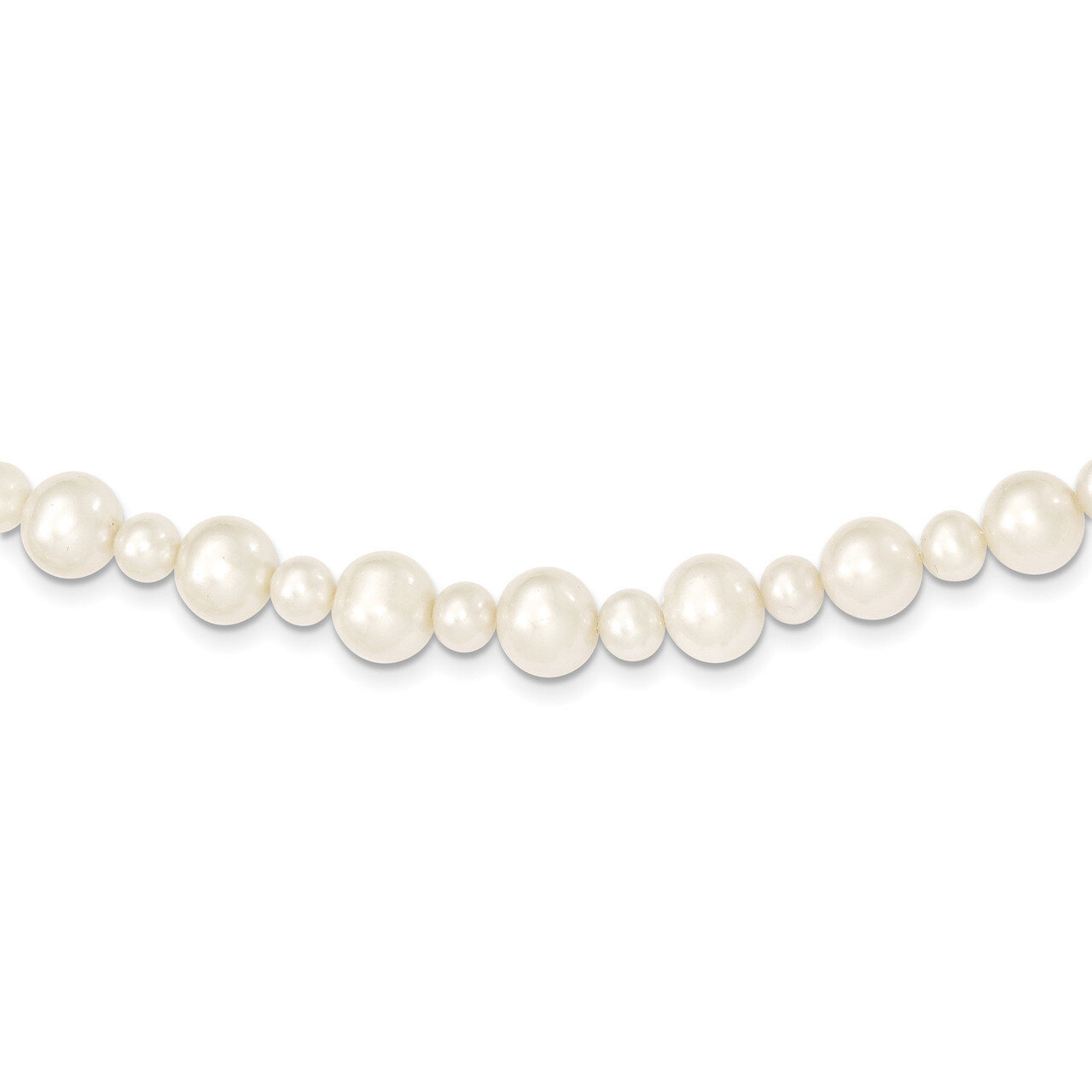 18 Inch 5-8mm White Fresh Water Cultured Pearl Necklace 14k white Gold XF573-18