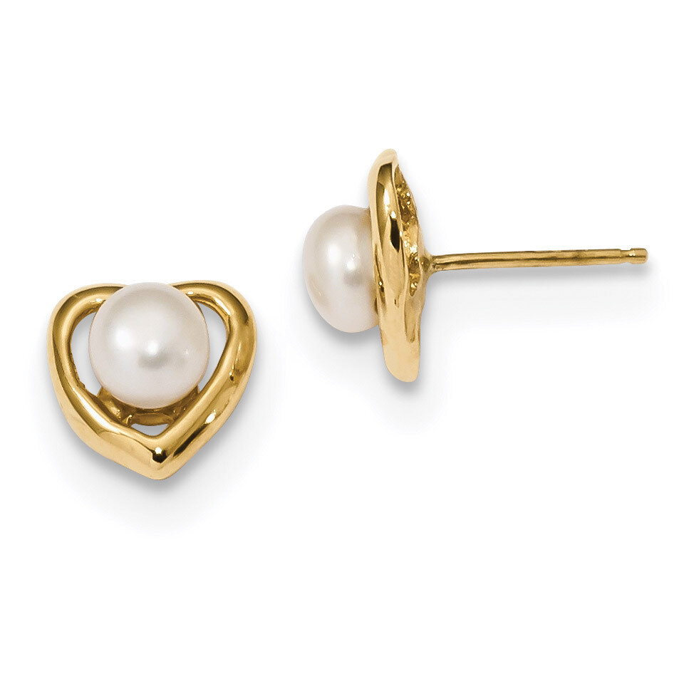 4-5mm White Button Freshwater Cultured Pearl Post Earrings 14k Gold XF599E, MPN: XF599E, 1911014341…