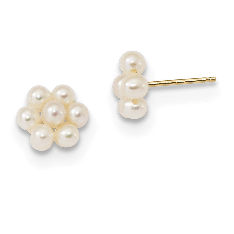 Children&#39;s White 2-3mm Fresh WaterC Pearl Flower Earrings 14k Gold XF618E, MPN: XF618E, 191101434389